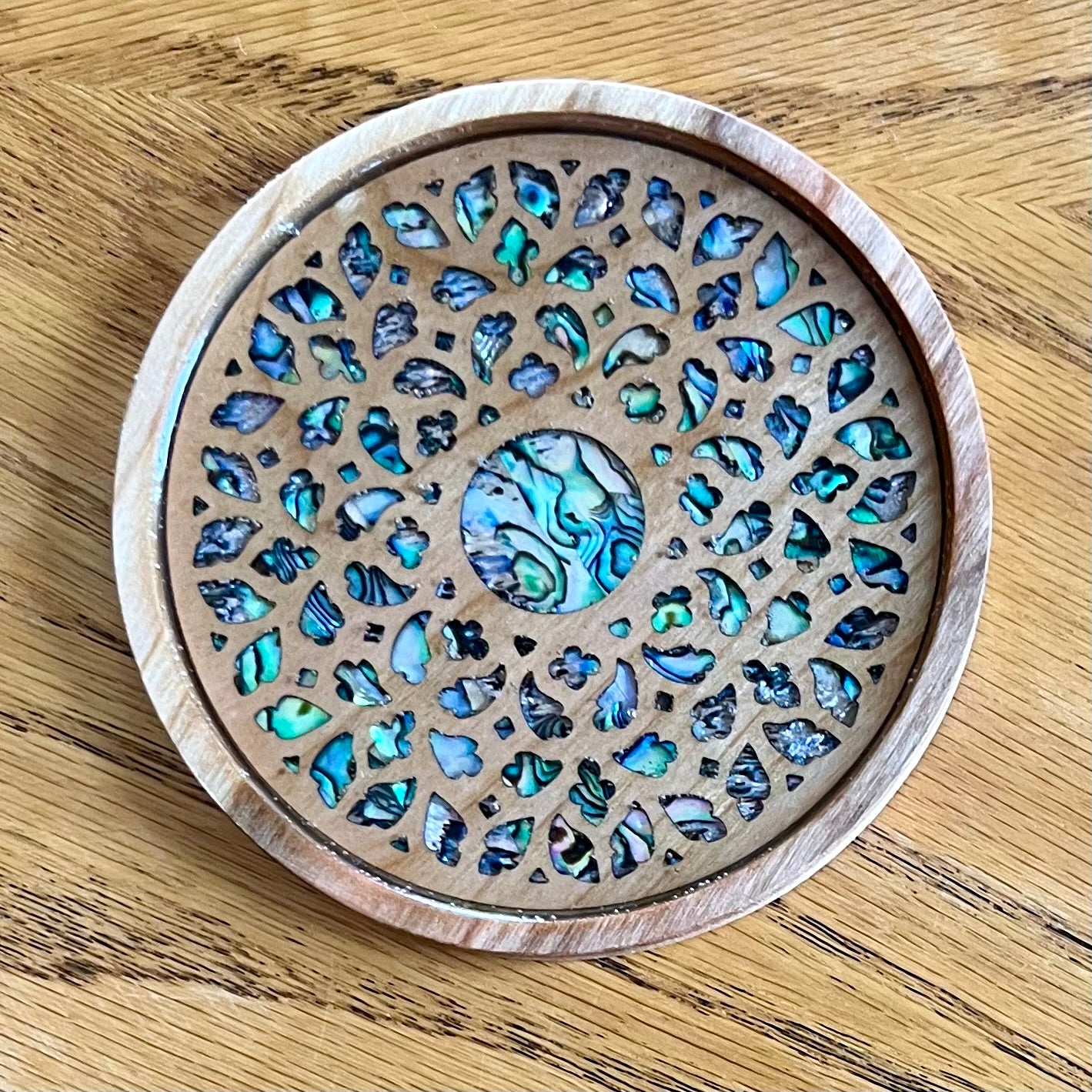 Santa Maria Del Mar Rose Window Wood Coaster