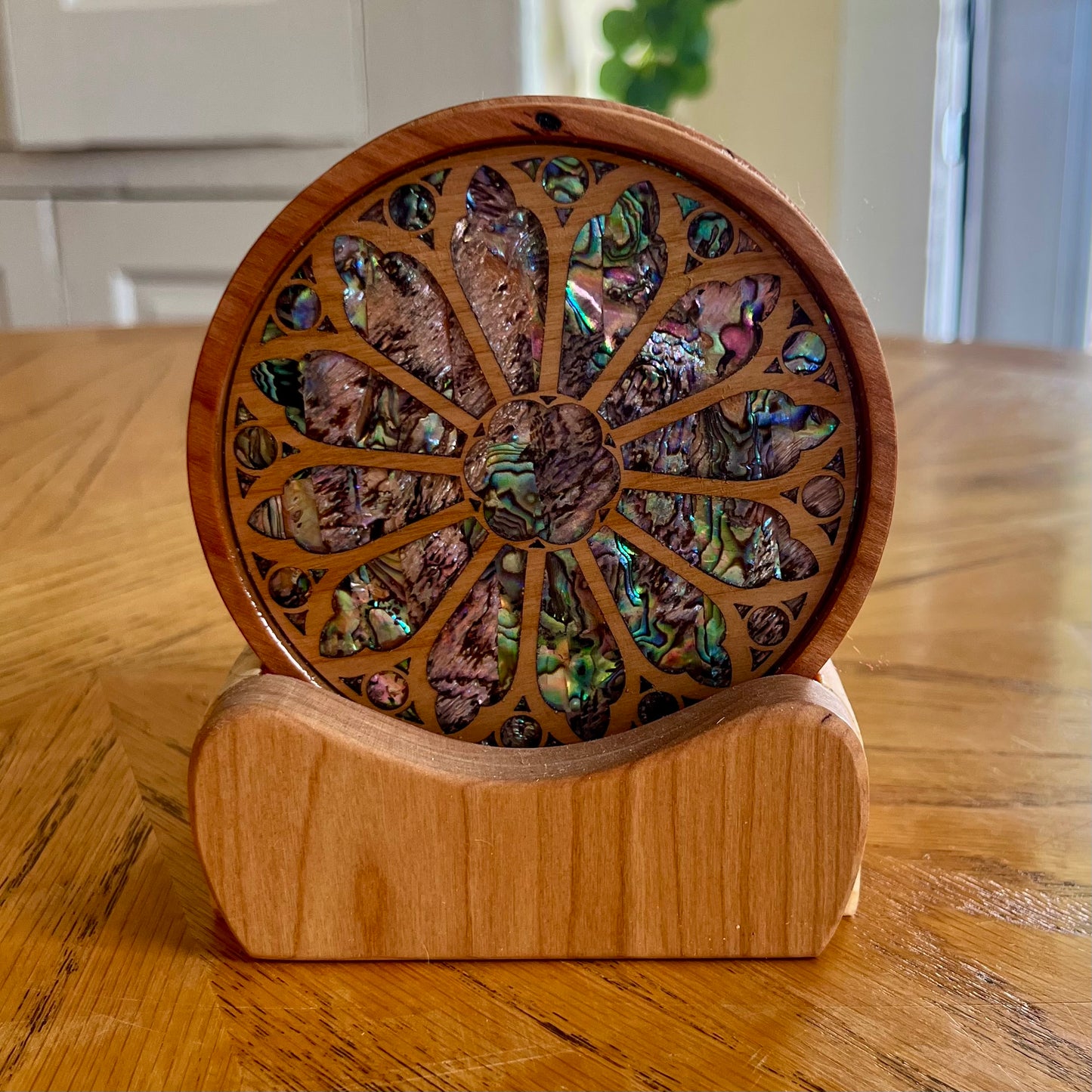 Rose Windows of Chicago Set of Five Coasters with Holder
