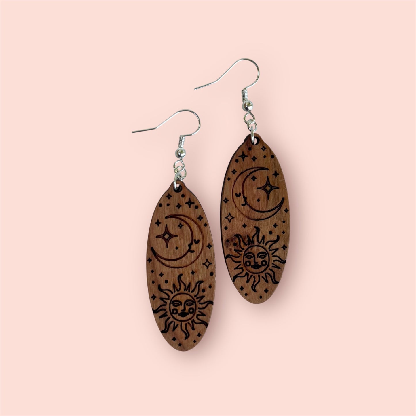 Sun & Moon Wood Earrings