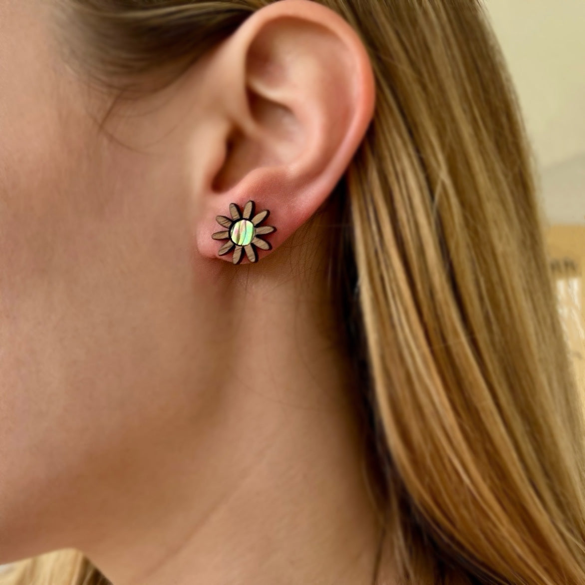 Daisy Studs in Walnut