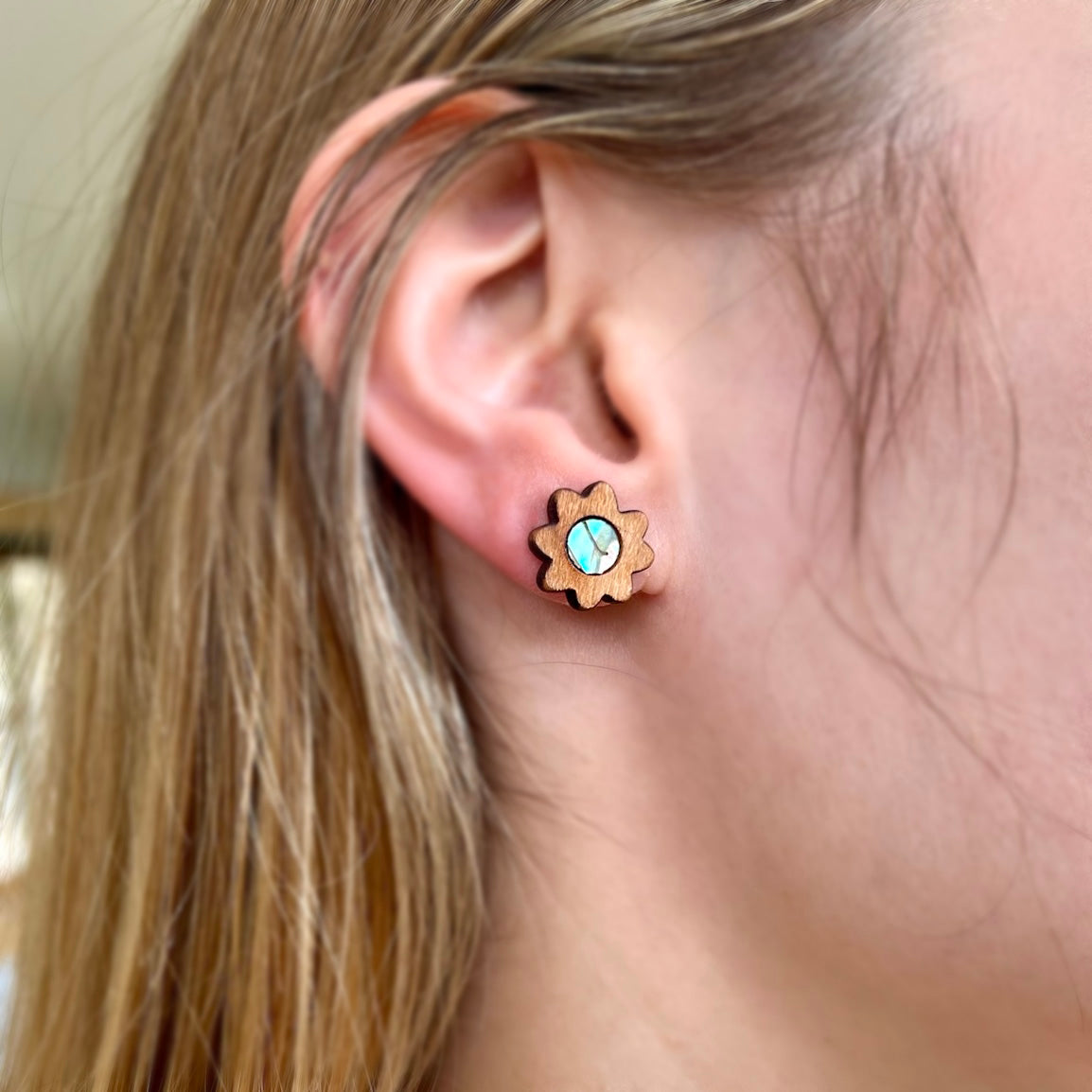Sunflower Studs in Cherry