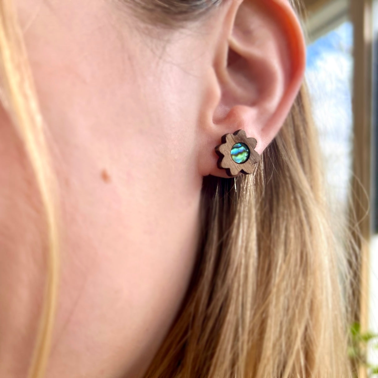 Sunflower Studs in Walnut