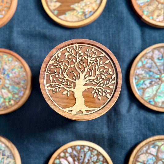 SALE - Tree of Life Coaster in Walnut and Maple