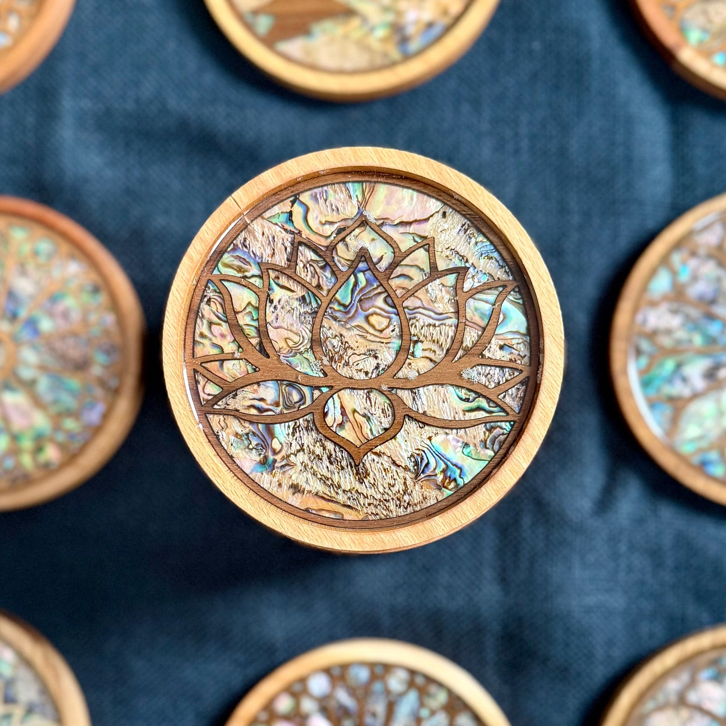 SALE - Lotus Flower Coaster in Beech and Walnut