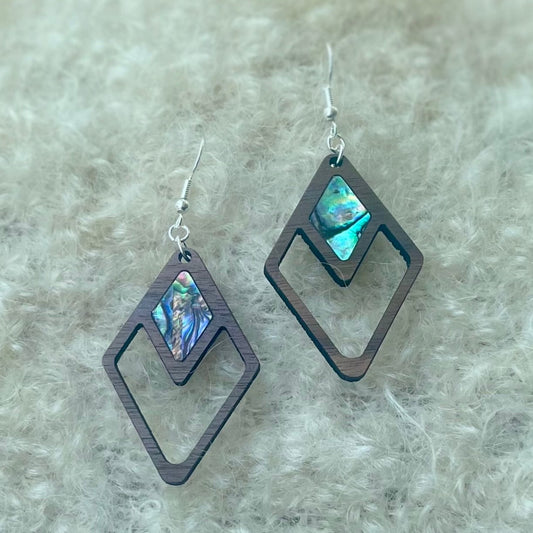 Diamond Cut Out Earrings in Walnut