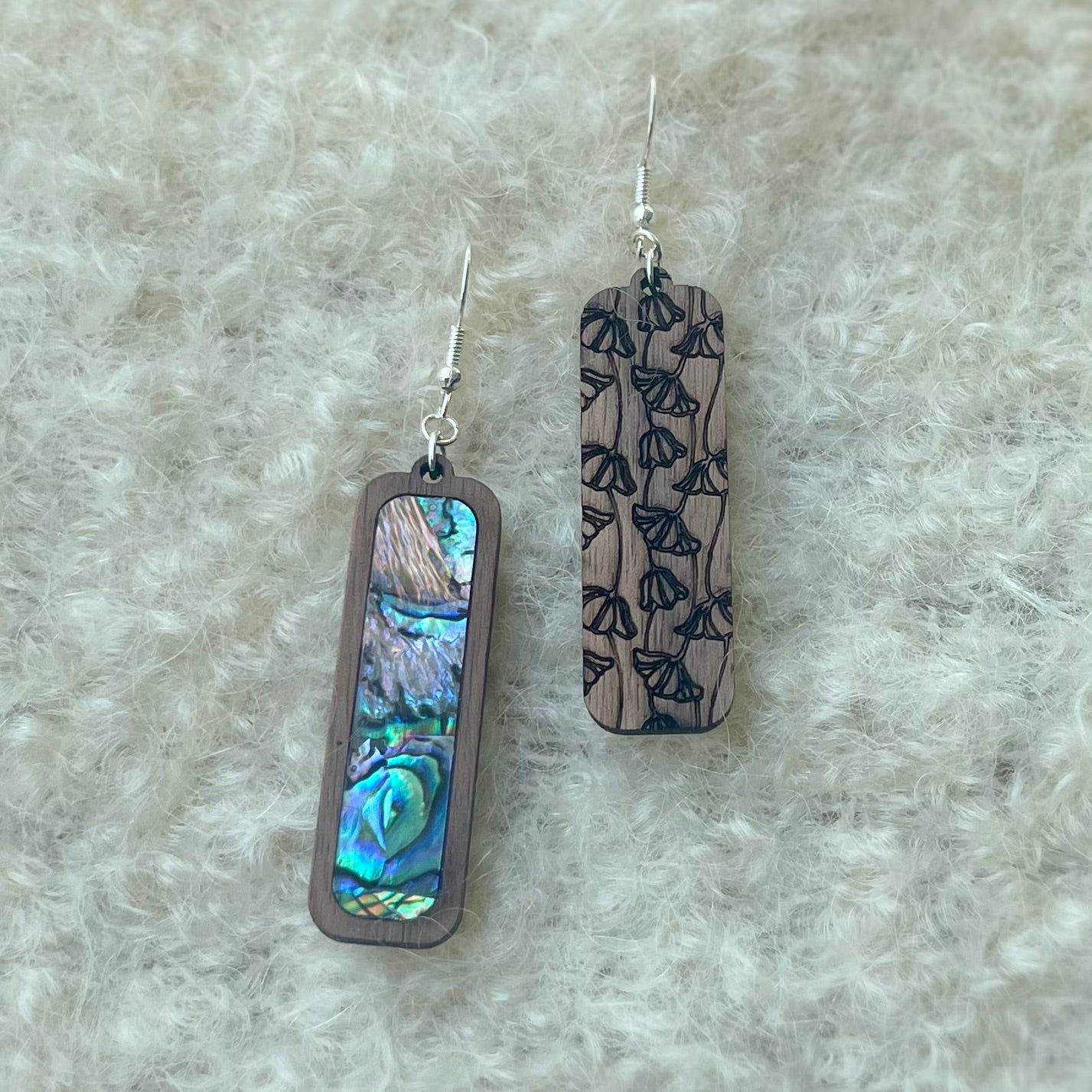 Rectangle Earrings in Walnut