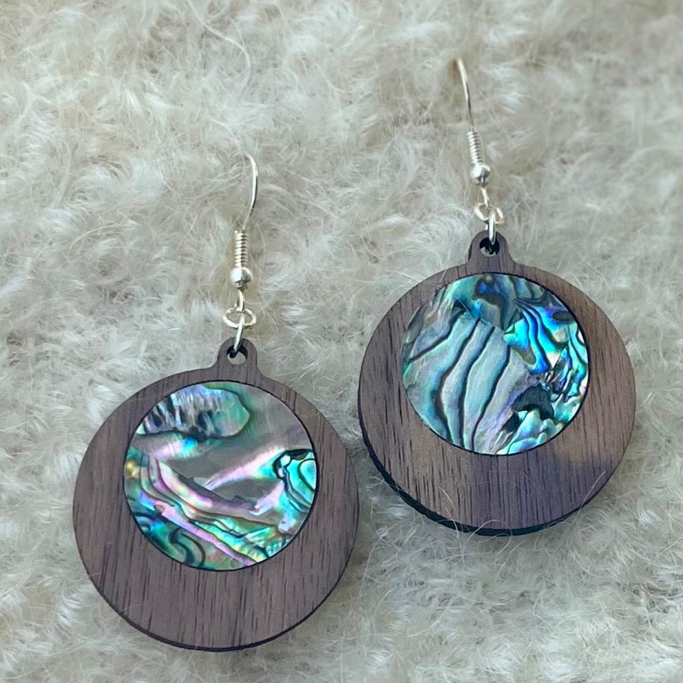 Circle Earrings in Walnut