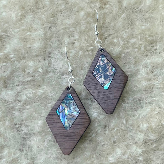 Geometric Diamond Earrings in Walnut