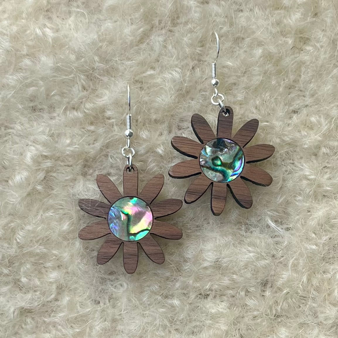 Daisy Earrings in Walnut