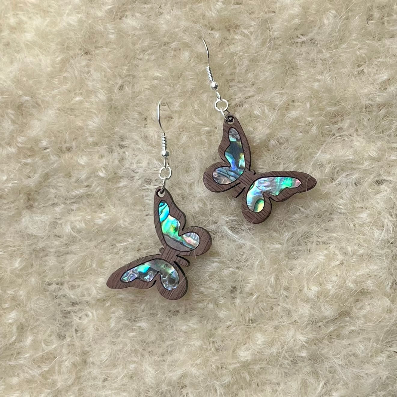 Little Butterfly Earrings in Walnut