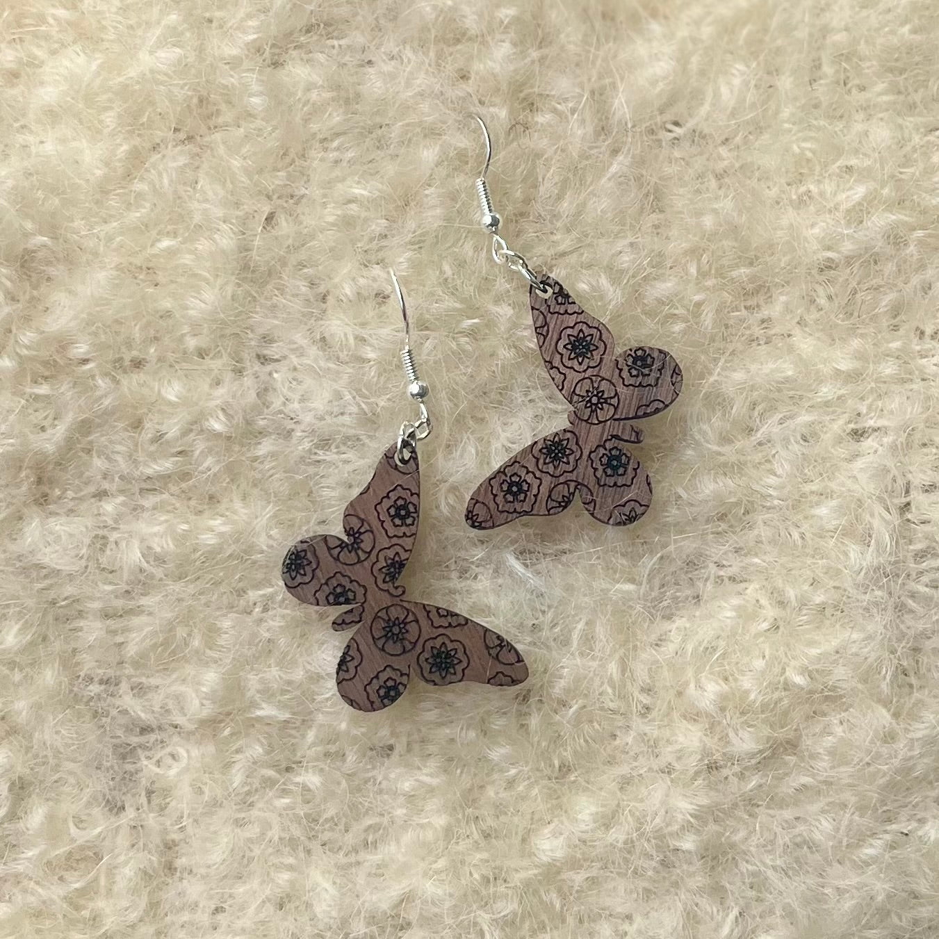 Little Butterfly Earrings in Walnut