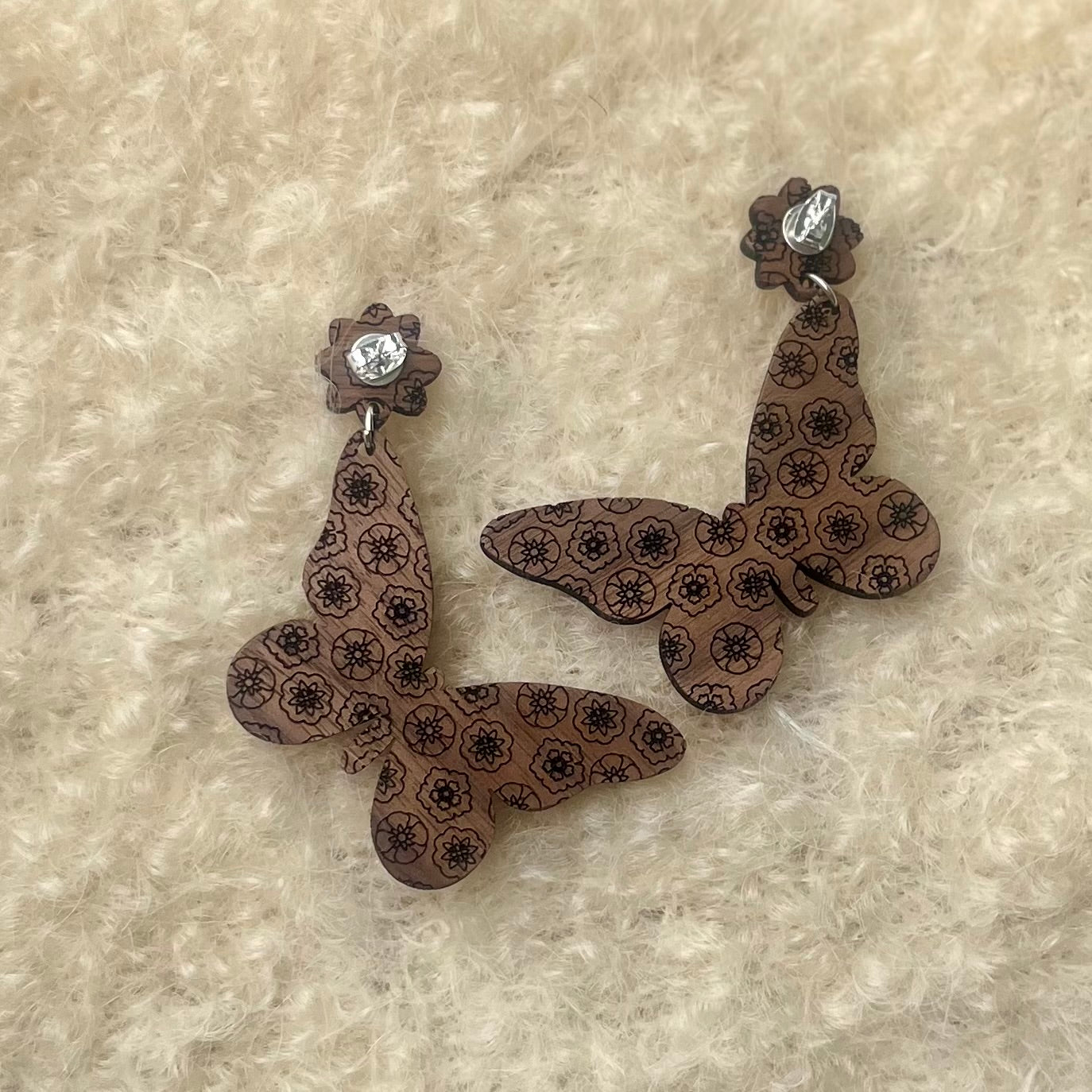 Big Butterfly Earrings in Walnut