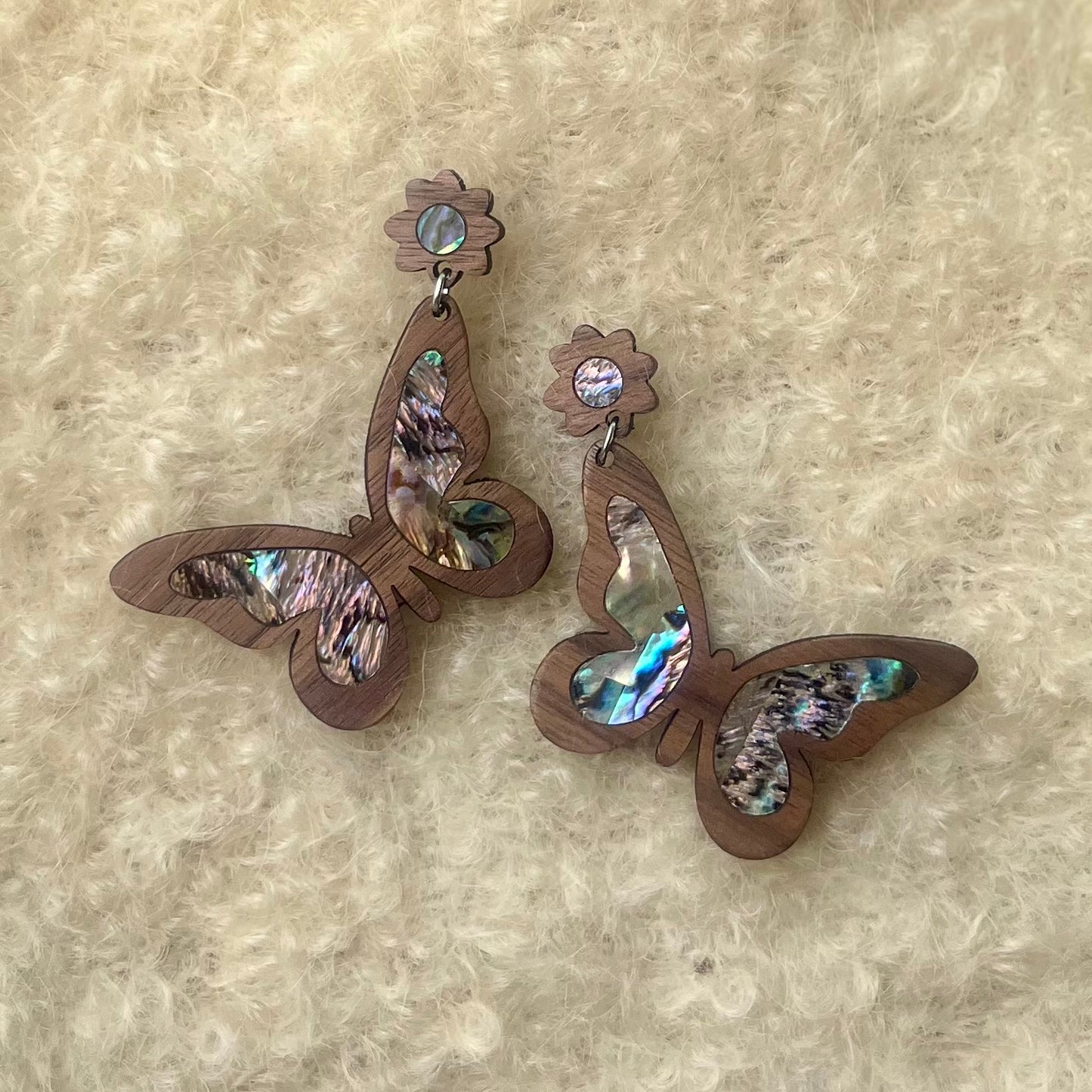 Big Butterfly Earrings in Walnut