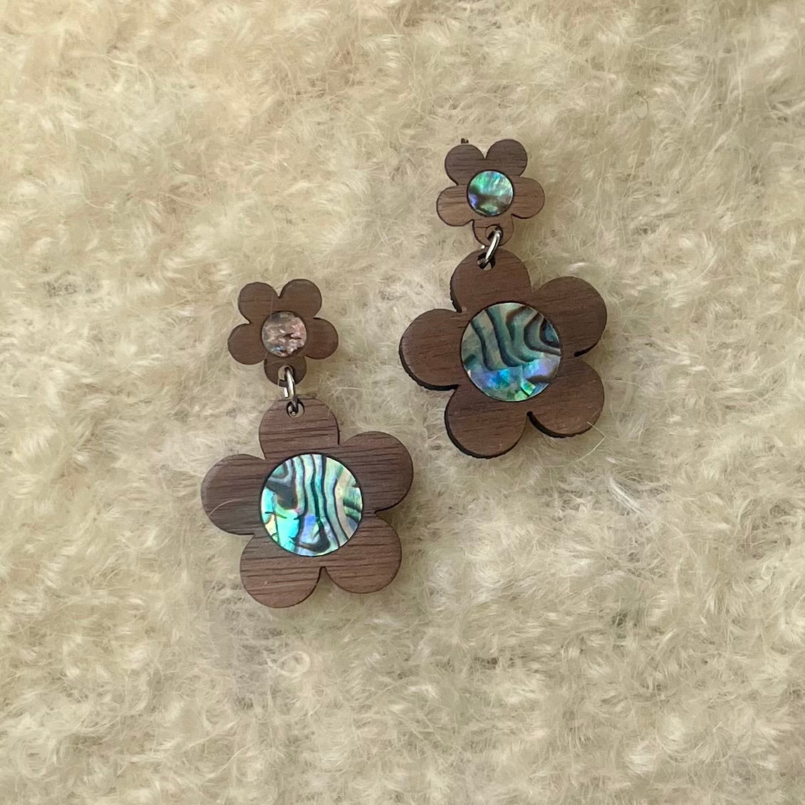 Flower Power Earrings in Walnut