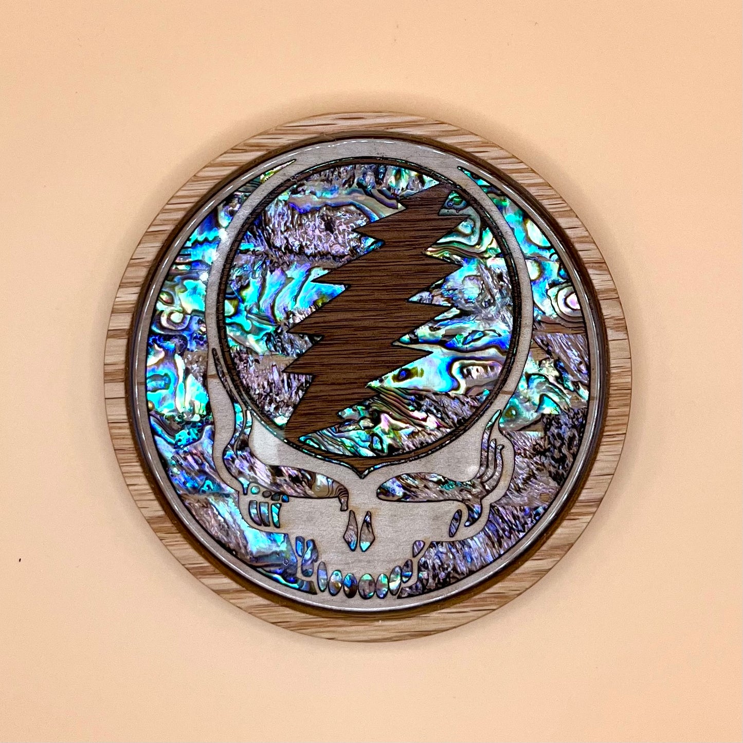 Grateful Dead Stealie Coaster in Oak, Maple & Walnut