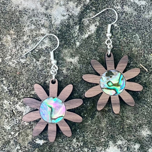 Daisy Earrings in Walnut