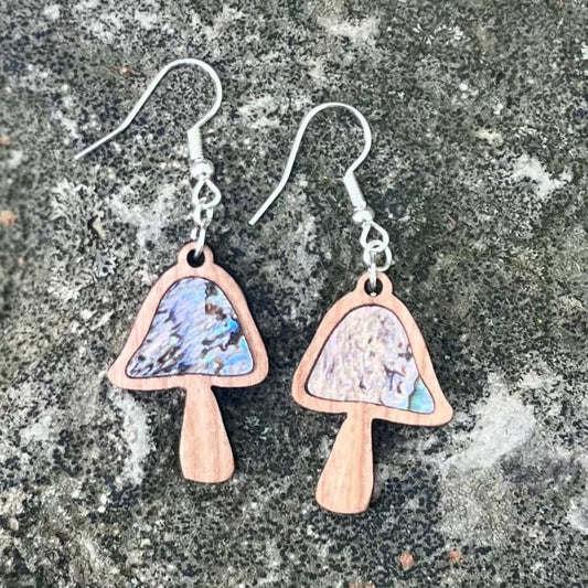 Mushroom Earrings in Cherry