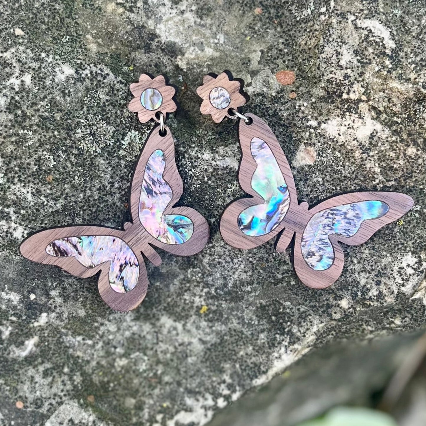 Big Butterfly Earrings in Walnut