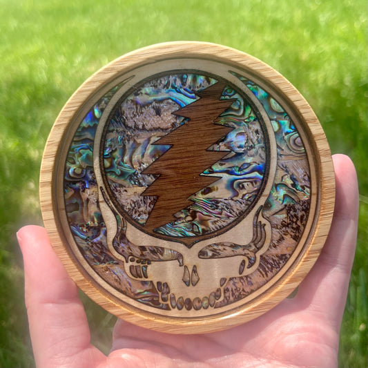 Grateful Dead Stealie Coaster in Oak, Maple & Walnut