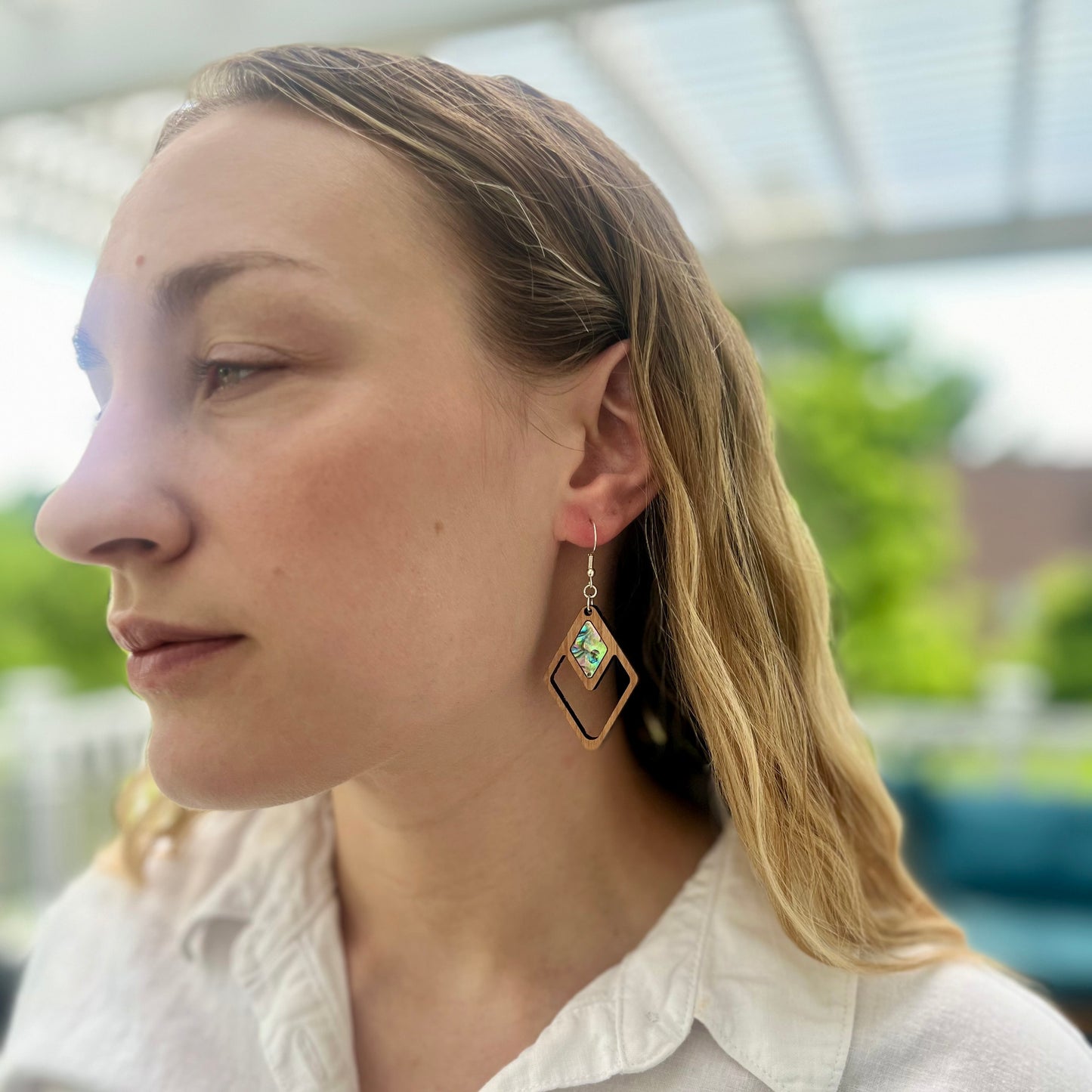 Diamond Cut Out Earrings in Cherry