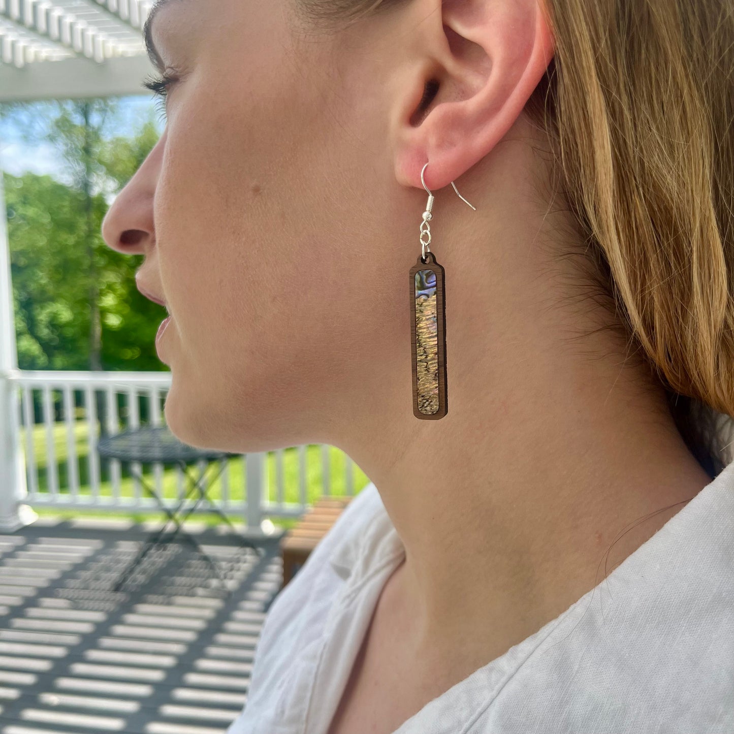 Little Rectangle Earrings in Walnut