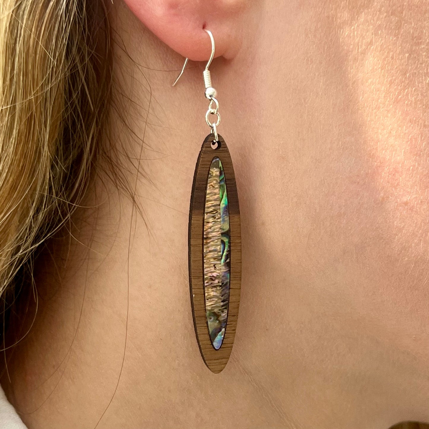 Oblong Earrings in Walnut