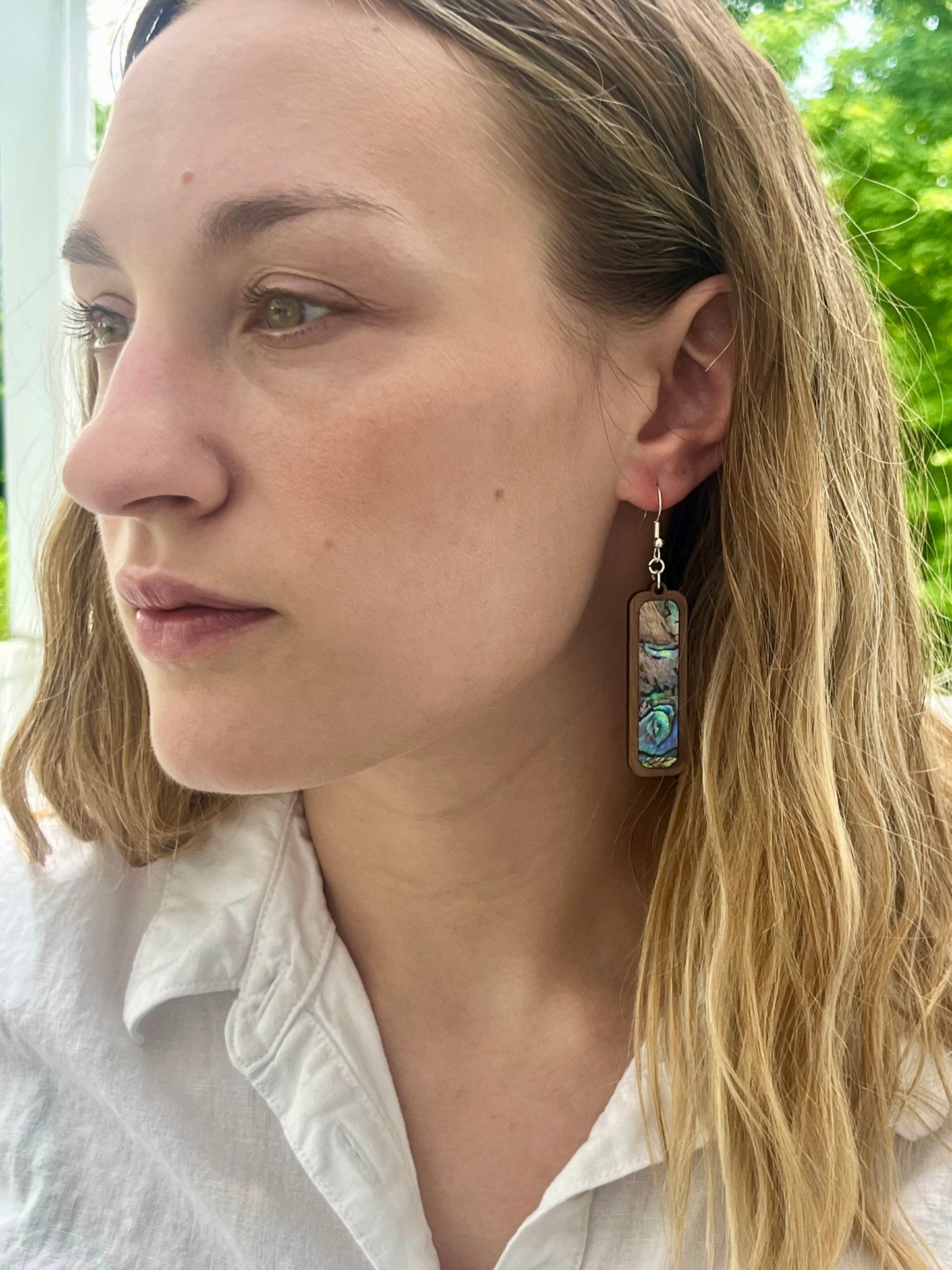 Rectangle Earrings in Walnut