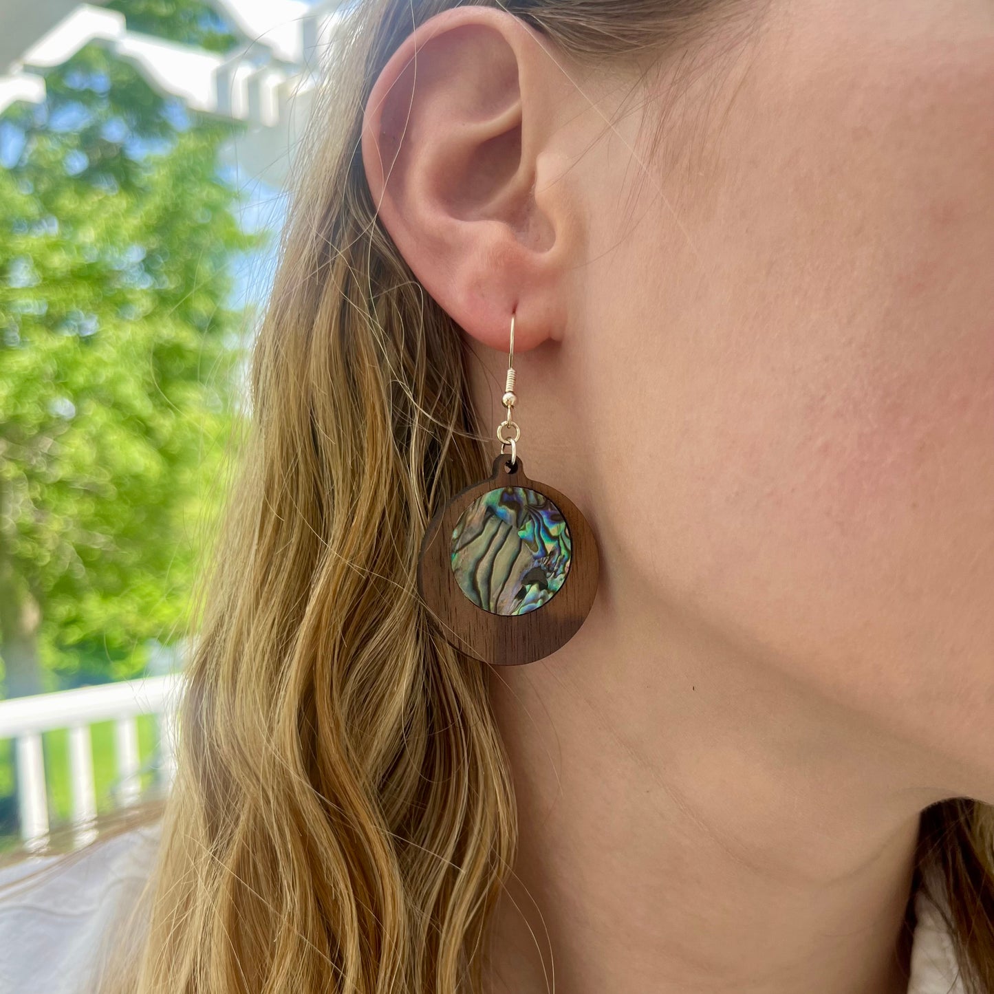 Circle Earrings in Walnut