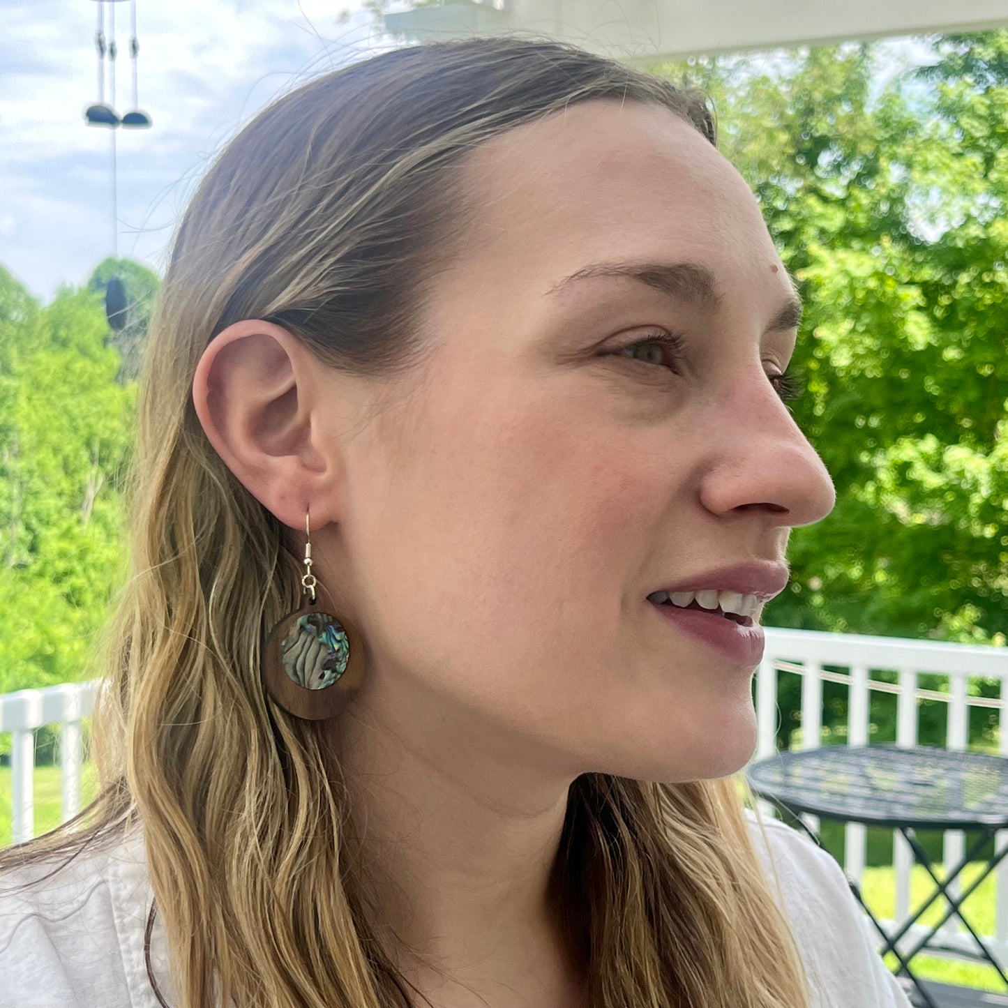 Circle Earrings in Walnut