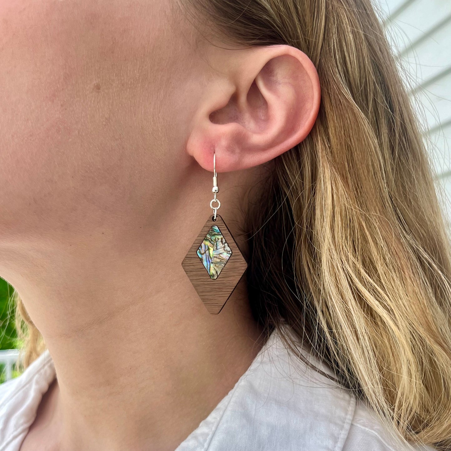 Geometric Diamond Earrings in Walnut