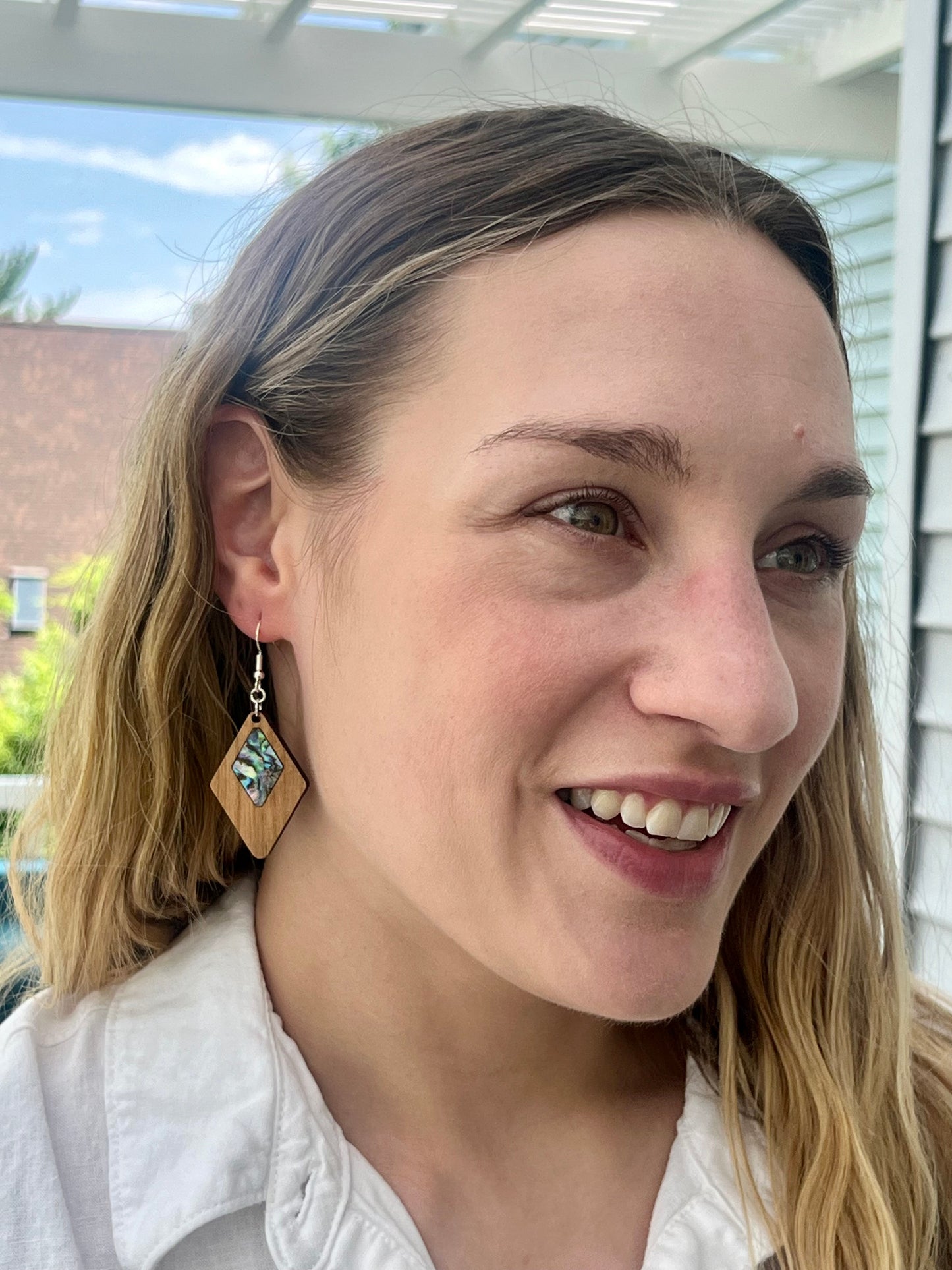 Geometric Diamond Earrings in Cherry