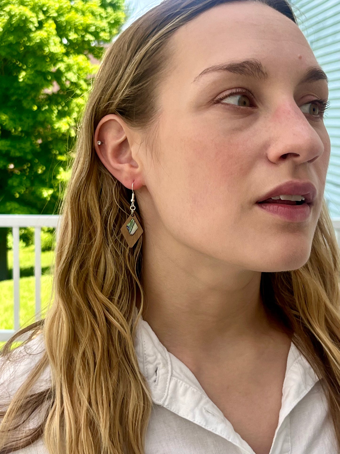 Little Diamond Earrings in Walnut