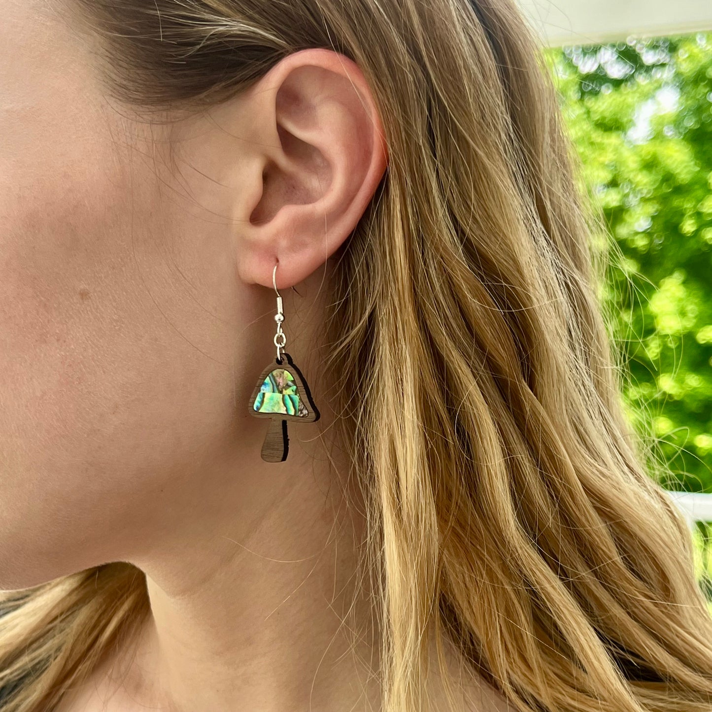 Mushroom Earrings in Walnut