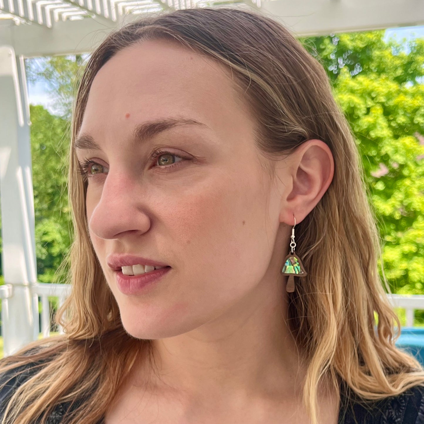 Mushroom Earrings in Walnut