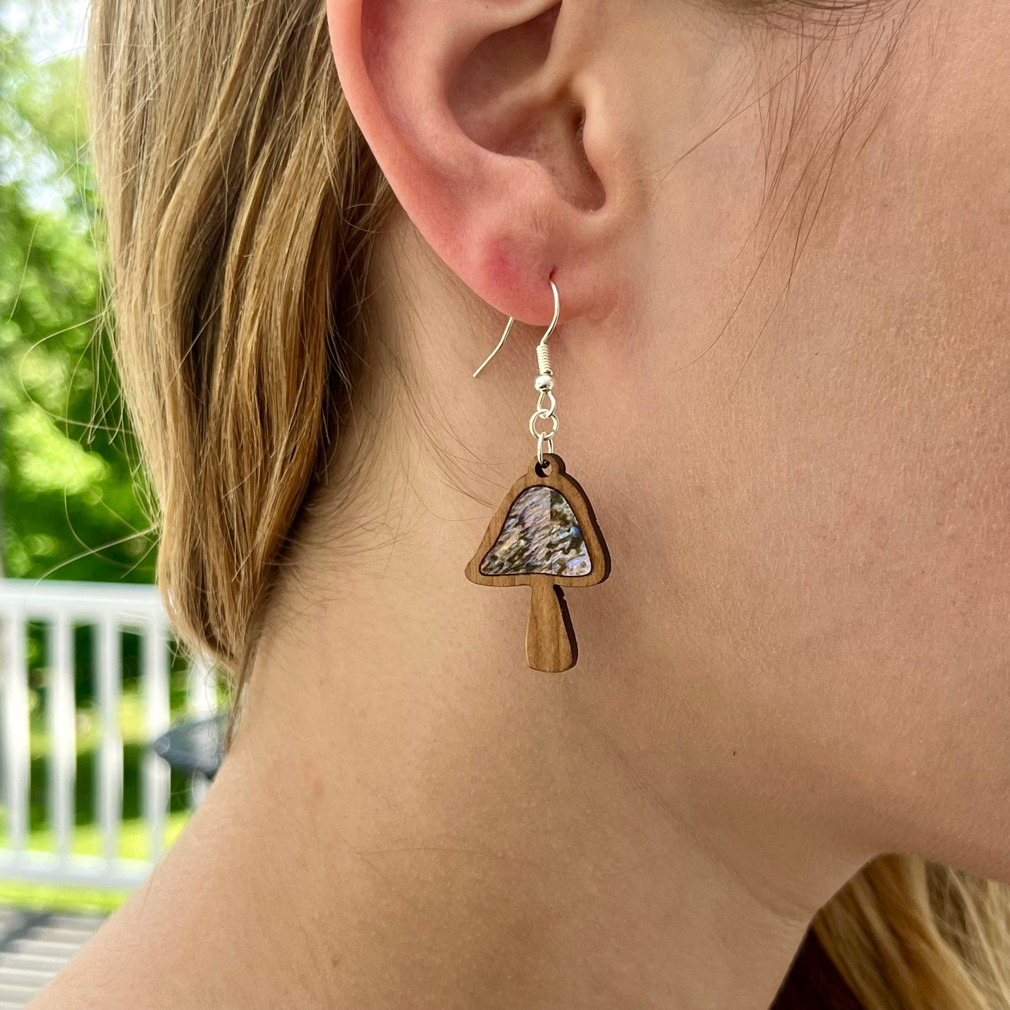 Mushroom Earrings in Cherry