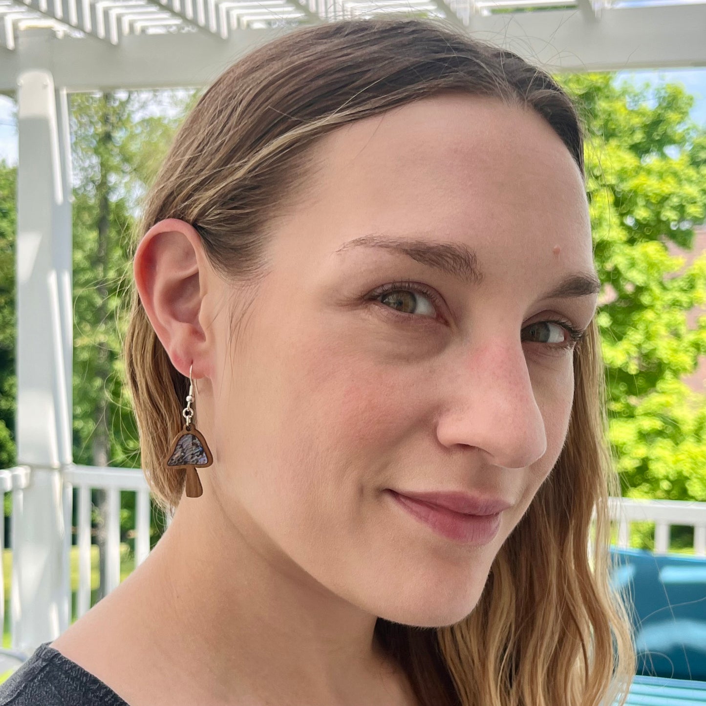 Mushroom Earrings in Cherry