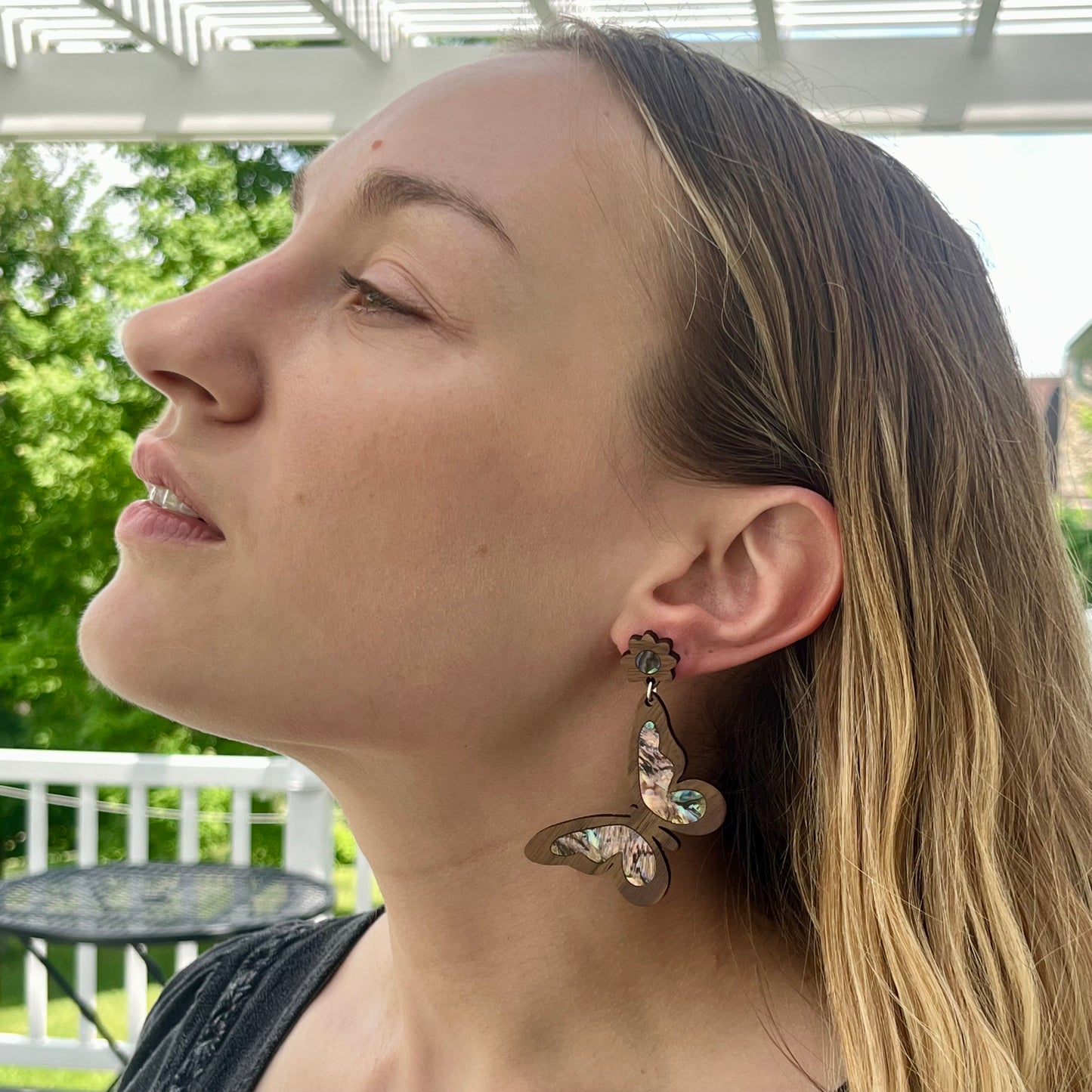 Big Butterfly Earrings in Walnut