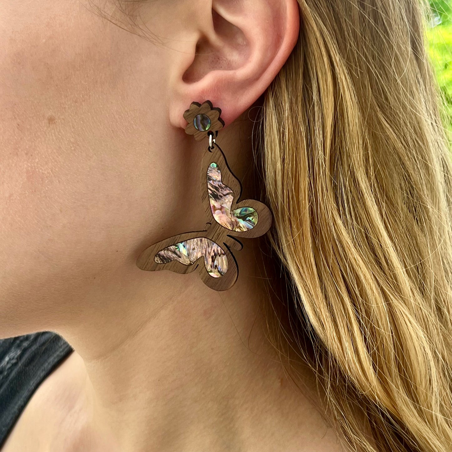 Big Butterfly Earrings in Walnut