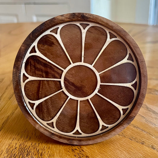 Sacred Heart Dayton Ohio Rose Window Wood Coaster