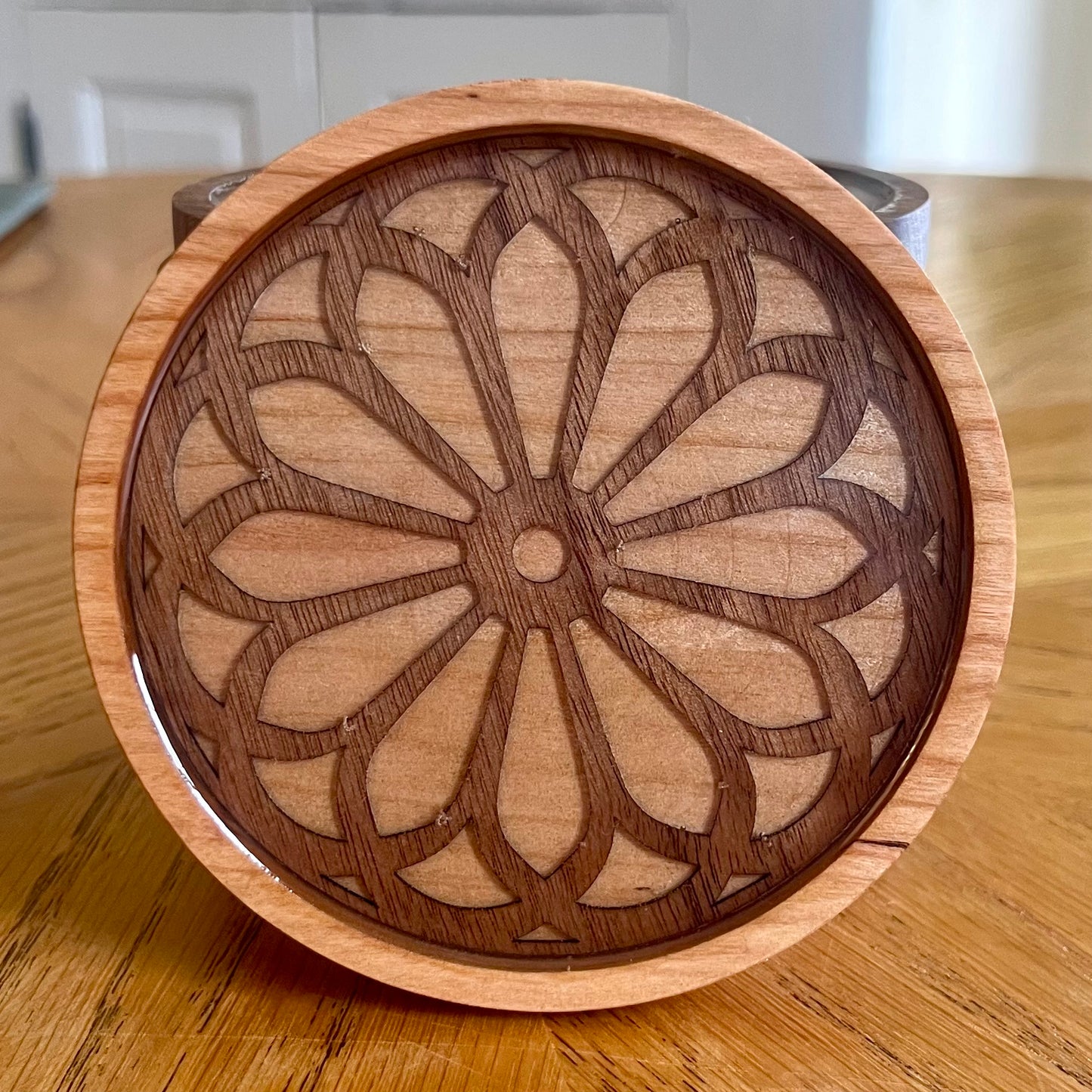 St. Clement Parish Chicago Rose Window Wood Coaster